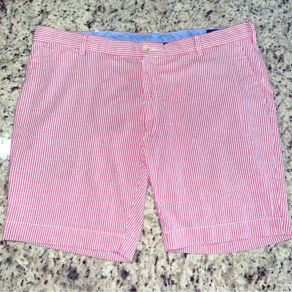 Polo Ralph Lauren Pink Seersucker Shorts Size 40” Stretch Straight Fit Men’s - Picture 1 of 7